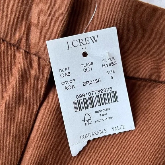 J. Crew Women’s Classic Chino 5” Inseam 100% Cotton Antique Oak Brown Size 4 NWT - Picture 7 of 16